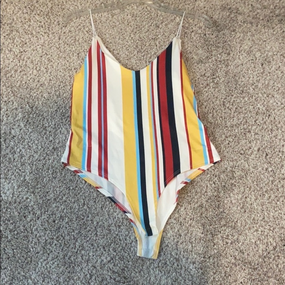 Striped body suit